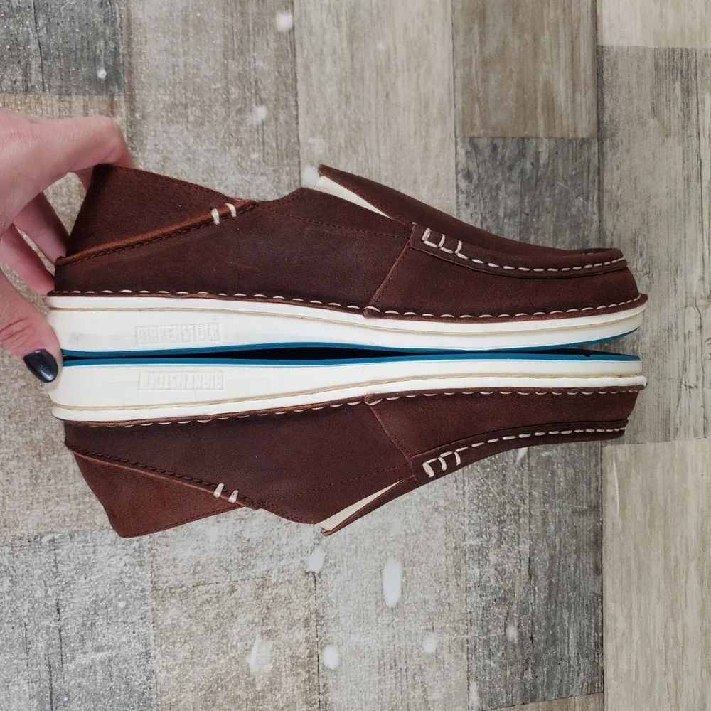 Birkenstock Duma Mens Moccasins Shoes Sz 7.5 Mid Brown Slip On Round Toe Loafers